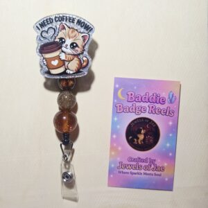 Coffee Cat Badge Reel